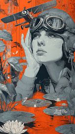 Surrealistic portrait of Woman with Aeroplane by Digital Picture Art