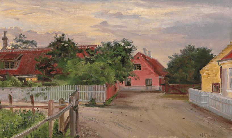 Anna Ancher, Party from Skagen with Brøndums Hotel in the background by Atelier Liesjes