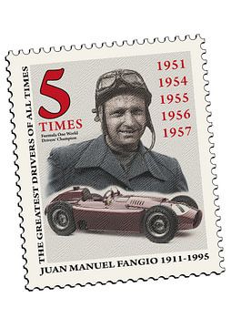 Juan Manuel Fangio Postzegel van Theodor Decker