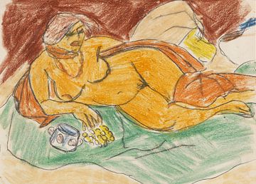 Max Pechstein, Liegende gelbe Aktfigur, 1911