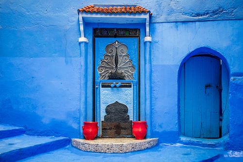 Blauwe deur in de medina van Chefchaouen