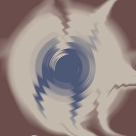 Ripples on water. Contemporary minimalist abstract in warm brown, white, blue I by Abstract Minimalist Art