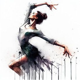 Aquarell Balletttänzerin #2 von Chromatic Fusion Studio