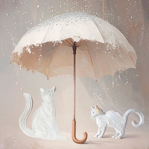 Katzen suchen Schutz vor dem Regen...