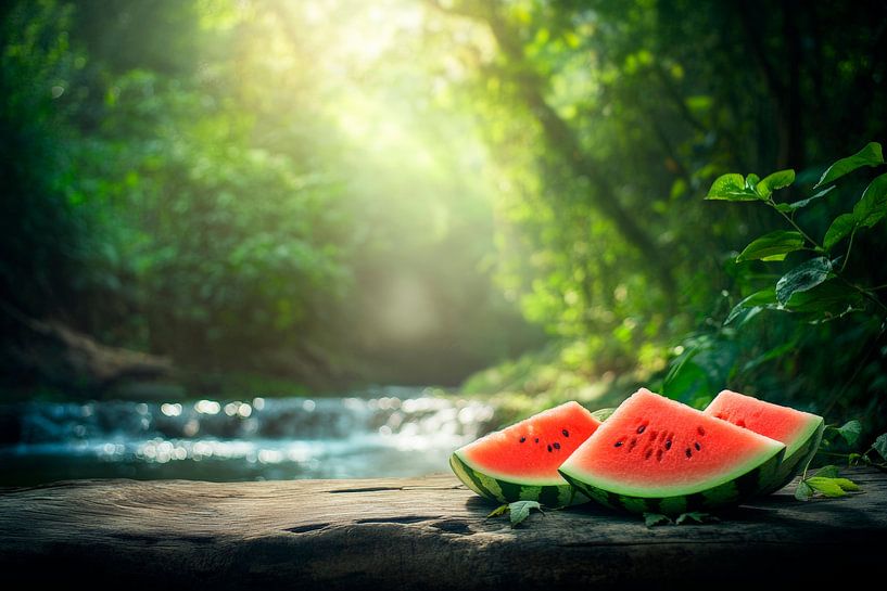 Fresh watermelons in the forest light by Poster Art Shop