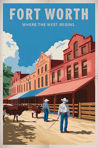 Fort Worth, Texas - Vintage Travel Poster by Poster Art Shop