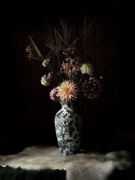 memory of grandmother | vase with flowers | fine art still life color photography | print wall art by Nicole Colijn