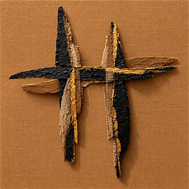 Résumé : Relief texturé en bronze chaud avec du noir et de l'or sur STUDIO ARTSY