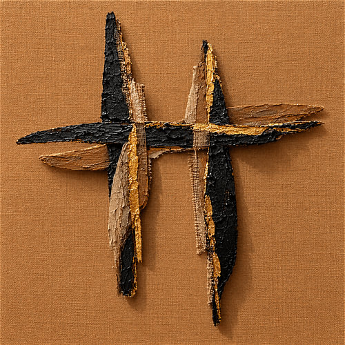 Résumé : Relief texturé en bronze chaud avec du noir et de l'or