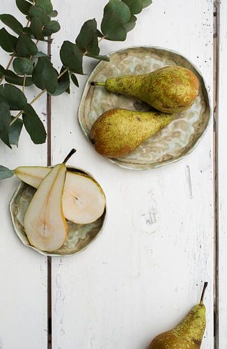 Pears on an earthenware dish