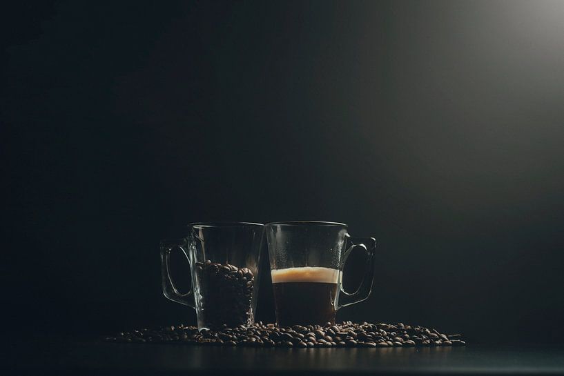 Intriguing Photography of Coffee Cups with Coffee and Beans - Contrast and Mystery in Coffee Art by Elianne van Turennout
