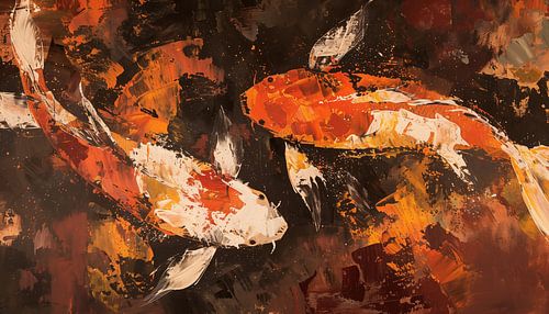 Japanse koi karpers abstract panorama