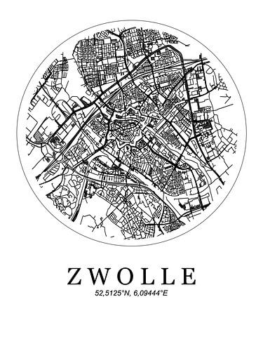 Gestylde plattgrond van Zwolle