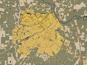 Carte de Rijssen dans le style de Gustav Klimt sur Maporia