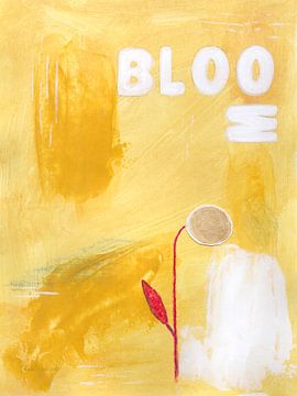 Whisper - Gelbe abstrakte Blume im minimalistischen Stil von Theda Wiebrands