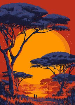 Zonsondergang in de savanne