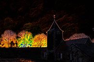 Kirche Chaugey (FR) Flammen des Sonnenuntergangs von Susan Hol Miniaturansicht