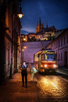 Prague Tram and Castle von Iman Azizi