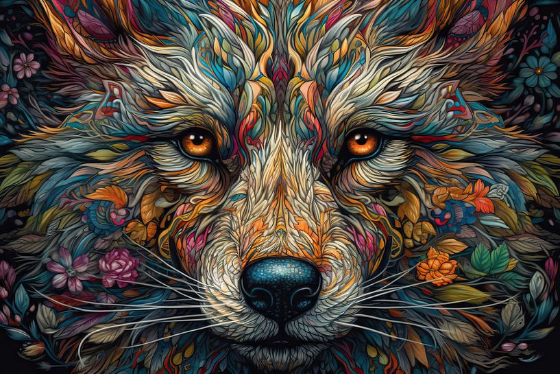 Gemälde WOLF - Moderner farbenfroher Blickfang von ARTEO Gemälde