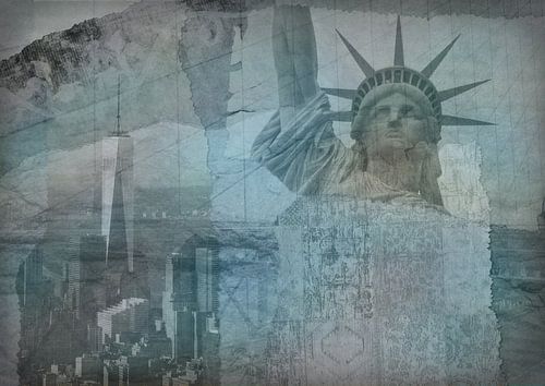 New York City Collage, blau (für andere Farben siehe Album-Collagen)