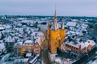 Zwolle Sassenpoort oude stadspoort tijdens een koude winterochtend van Sjoerd van der Wal Fotografie thumbnail