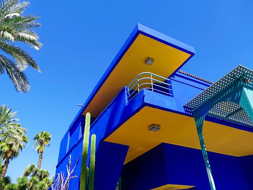 Het prachtige gebouw in Jardin Majorelle 