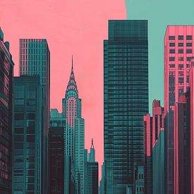 Retro Skyline van New York van Thea