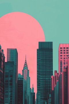 Retro Skyline van New York van Thea