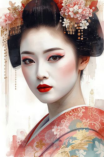 Classic Geisha in warm pastel colors.
