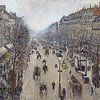 Boulevard Montmartre in de ochtend bij bewolkt weer, Camille Pissarro van Meesterlijcke Meesters