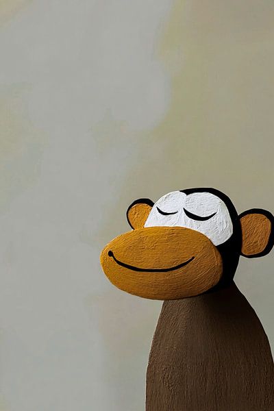 Singe souriant minimaliste par Art & Soul Creations