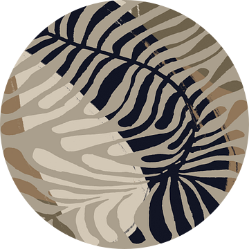 Abstract minimalistisch botanisch. Groot blad in zwart, bruin, wit. van Dina Dankers