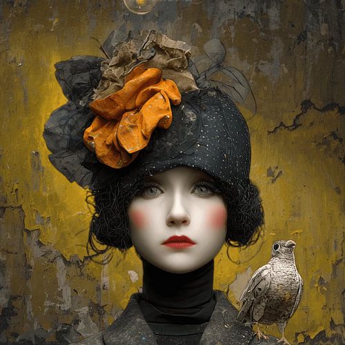 artist with a hat and a bird