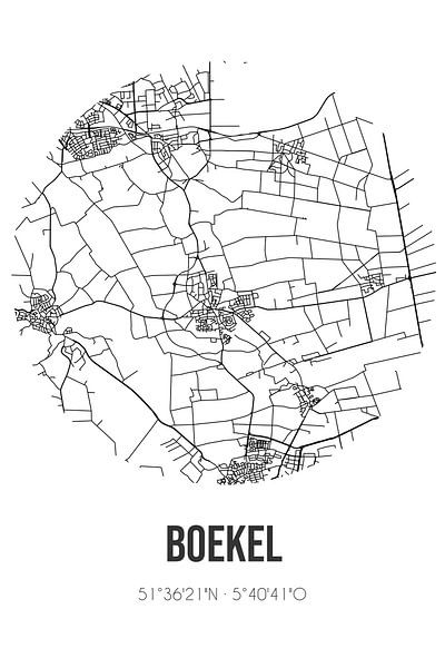 Boekel (Noord-Brabant) | Landkaart | Zwart-wit van Stad & Wand