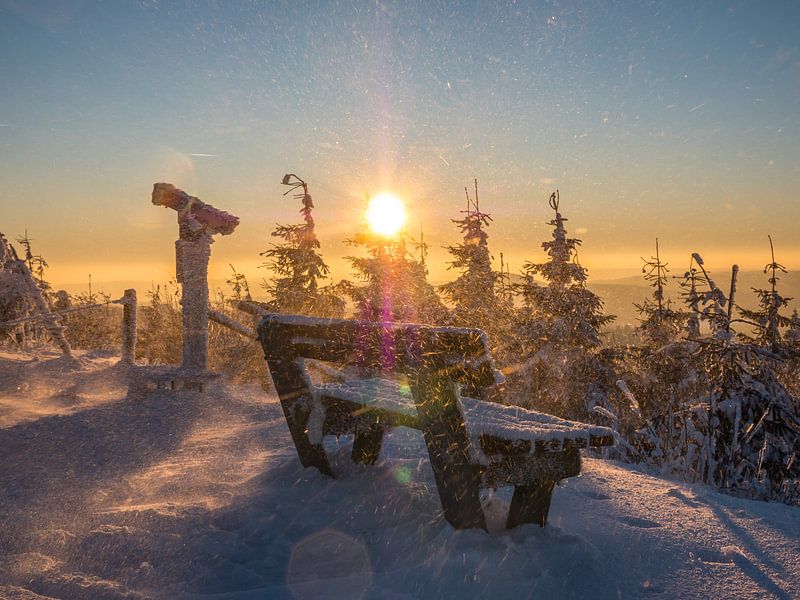 winterlicher Schneesturm auf dem Fichtelberg von Animaflora PicsStock