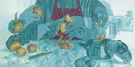 Gemälde: Kartoffeln schälen. von Galerie Hoppenbrouwers