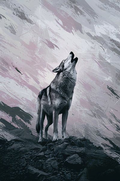 Wolf in abstrakter Landschaft von Imperial Art House