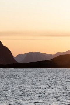 Berglandschap bij zonsondergang in Lofoten | Natuurfotografie fjord Noorwegen