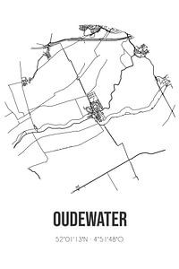 Oudewater (Utrecht) | Landkaart | Zwart-wit van Rezona