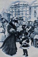 Gravure ancienne du XIXe siècle, hiver