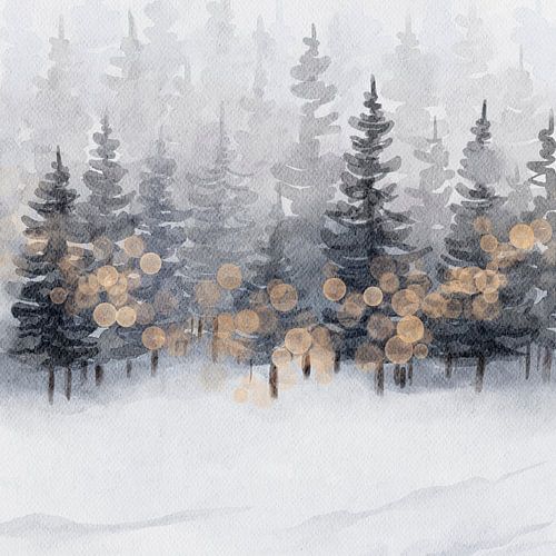 Golden winter forest
