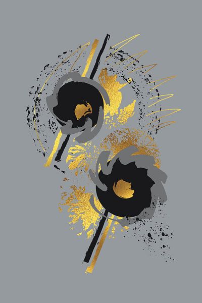 Dynamische Kunst Nr. 4 gold - Hypnotisierend von Melanie Viola