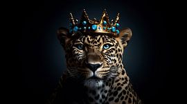Tierreich: Leopard (blaue Details) von Danny van Eldik - Perfect Pixel Design