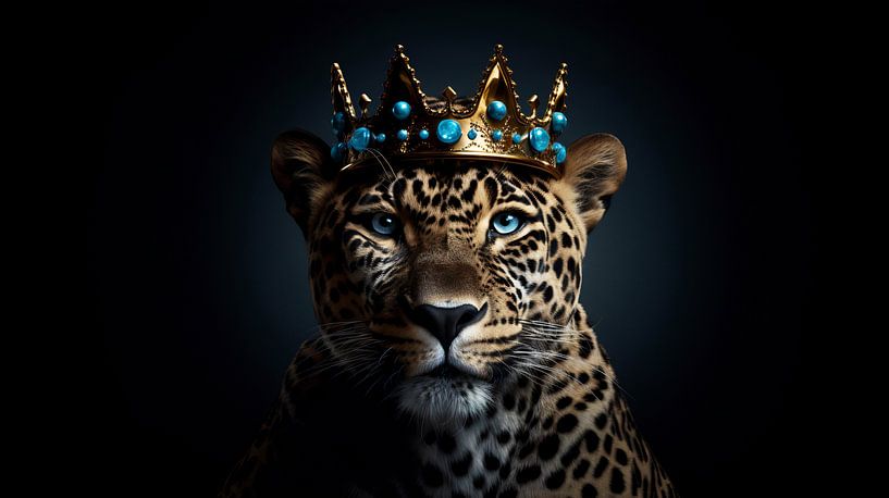 Tierreich: Leopard (blaue Details) von Danny van Eldik - Perfect Pixel Design
