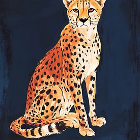 Gepardenporträt auf blauem Hintergrund von IamHome Studio