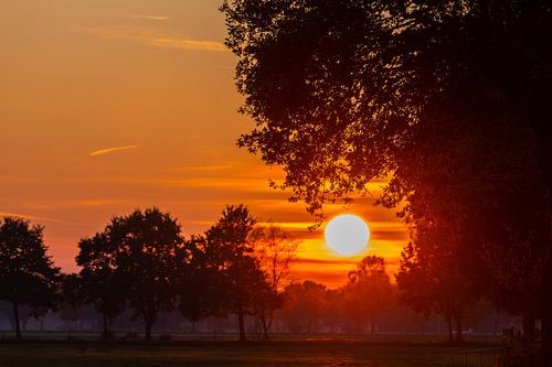 Ein besonderer Sonnenuntergang mit intensiven Farben am Herbstabend