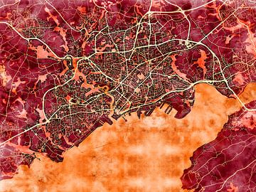 Kaart van Brest in de stijl 'Amber Autumn' van Maporia