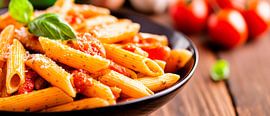 Pasta with tomato sauce and basil by Poster Art Shop