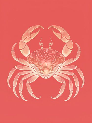 Illustration einer abstrakten Krabbe in Korallenrosa