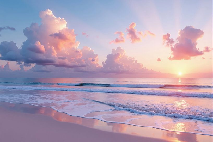 Sunrise over Ocean Beach with Pastel Clouds by Markus Gann